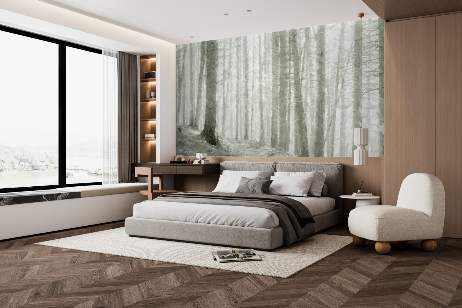 Fotobehang een dennenbos, hoog en vol scherpe naalden