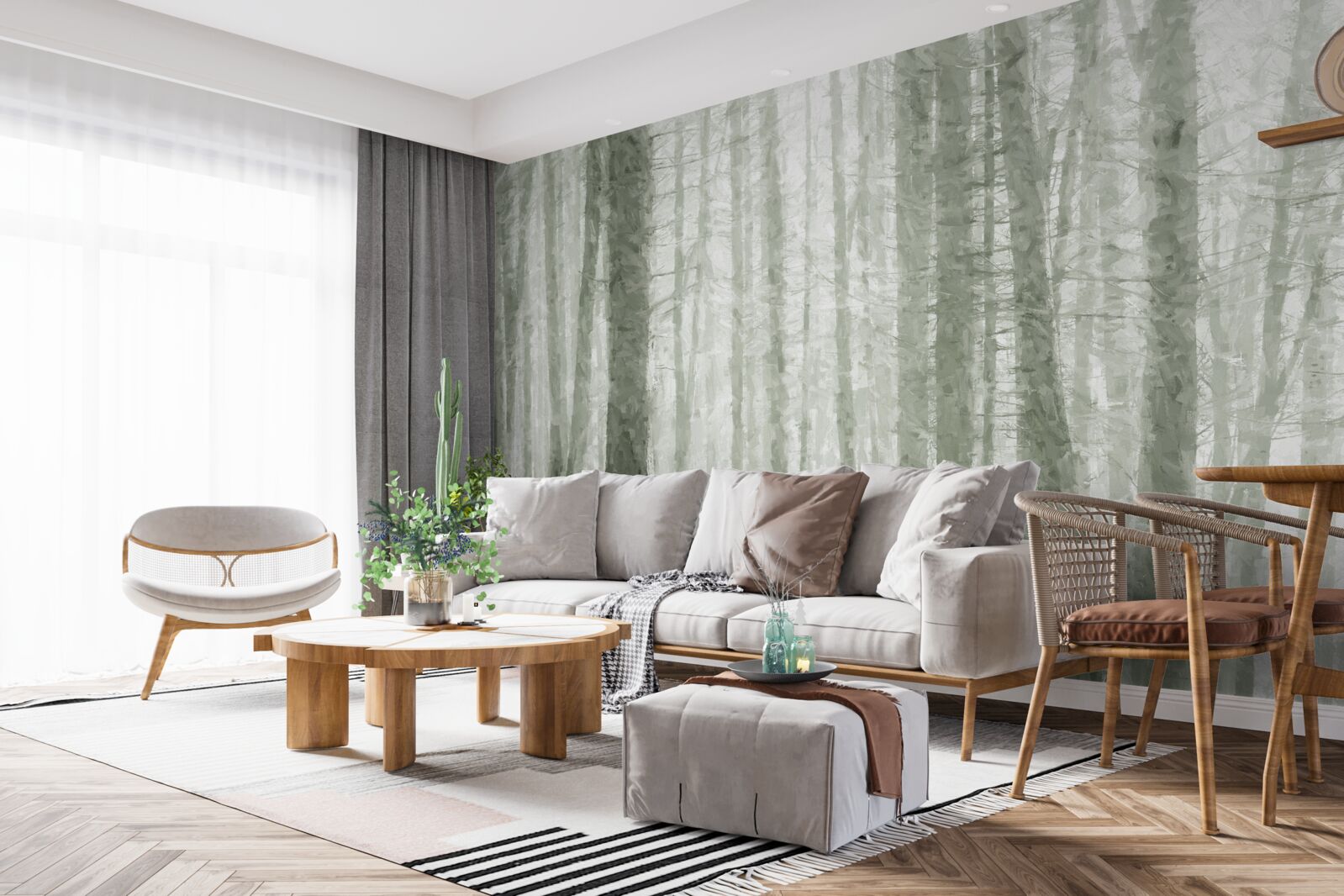 Fotobehang een dennenbos, hoog en vol scherpe naalden