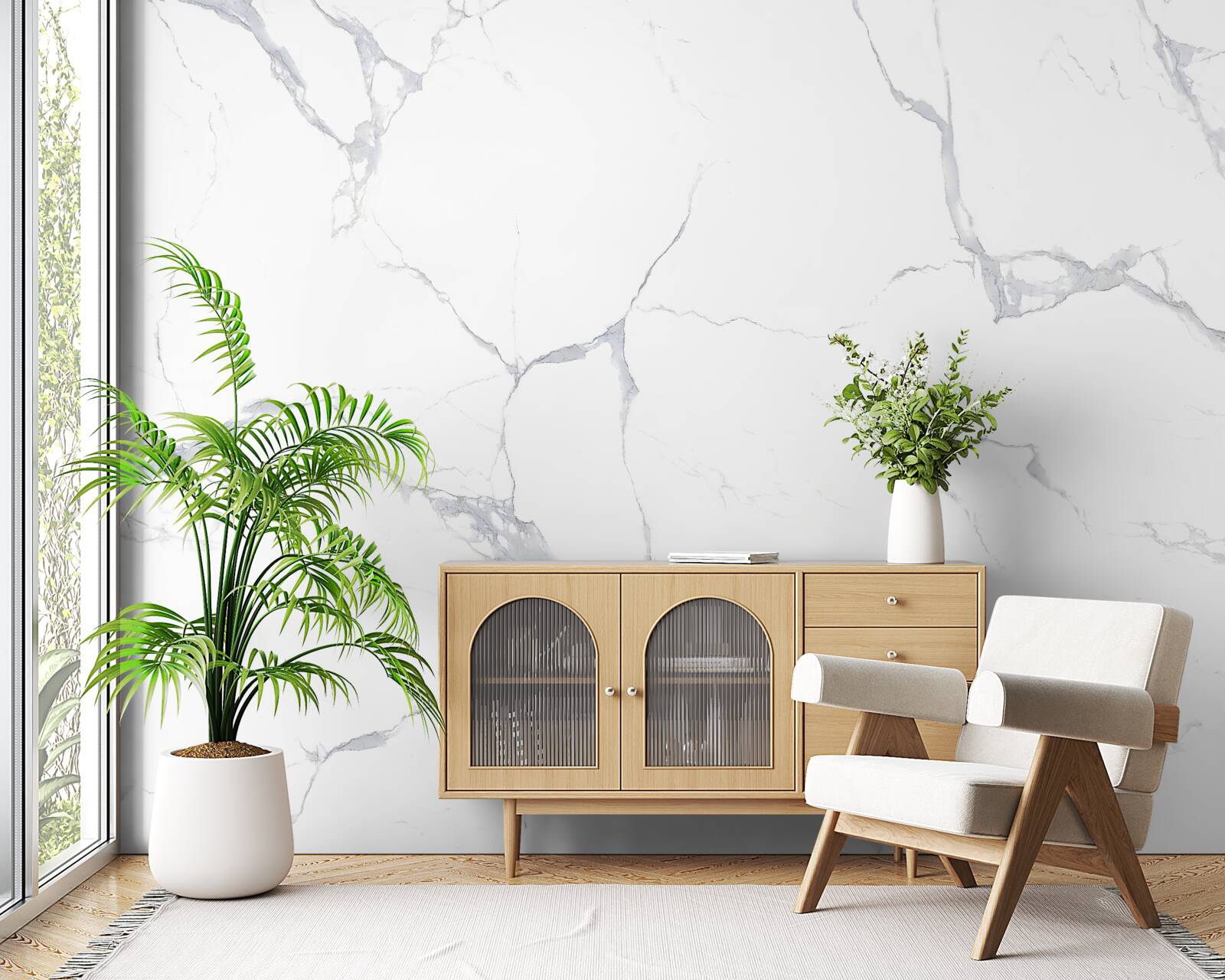 Fotobehang witte porseleinen tegels