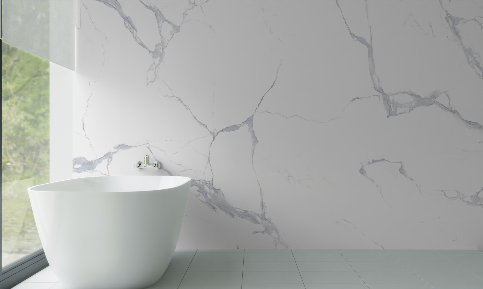 Fotobehang witte porseleinen tegels