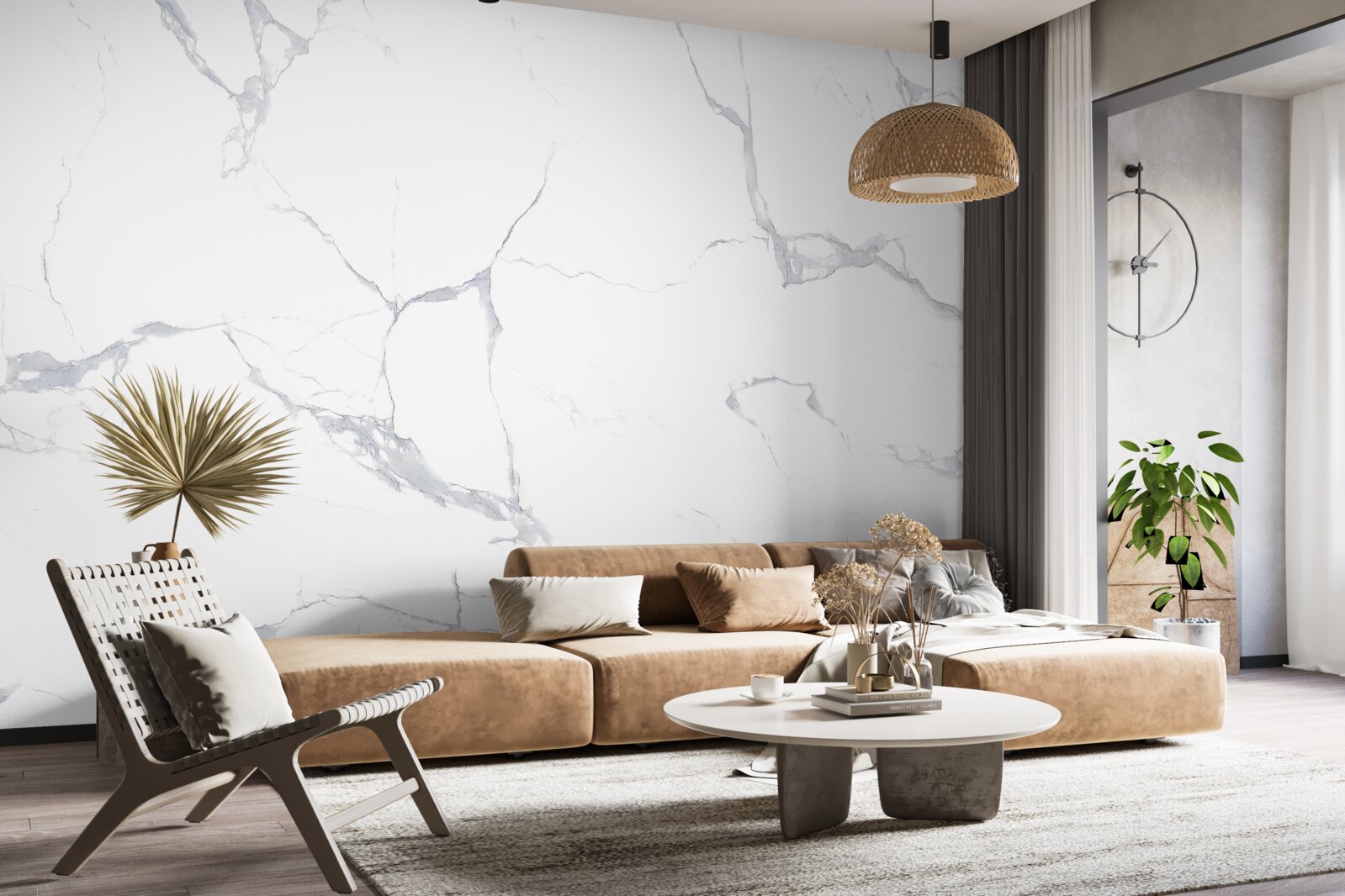 Fotobehang witte porseleinen tegels