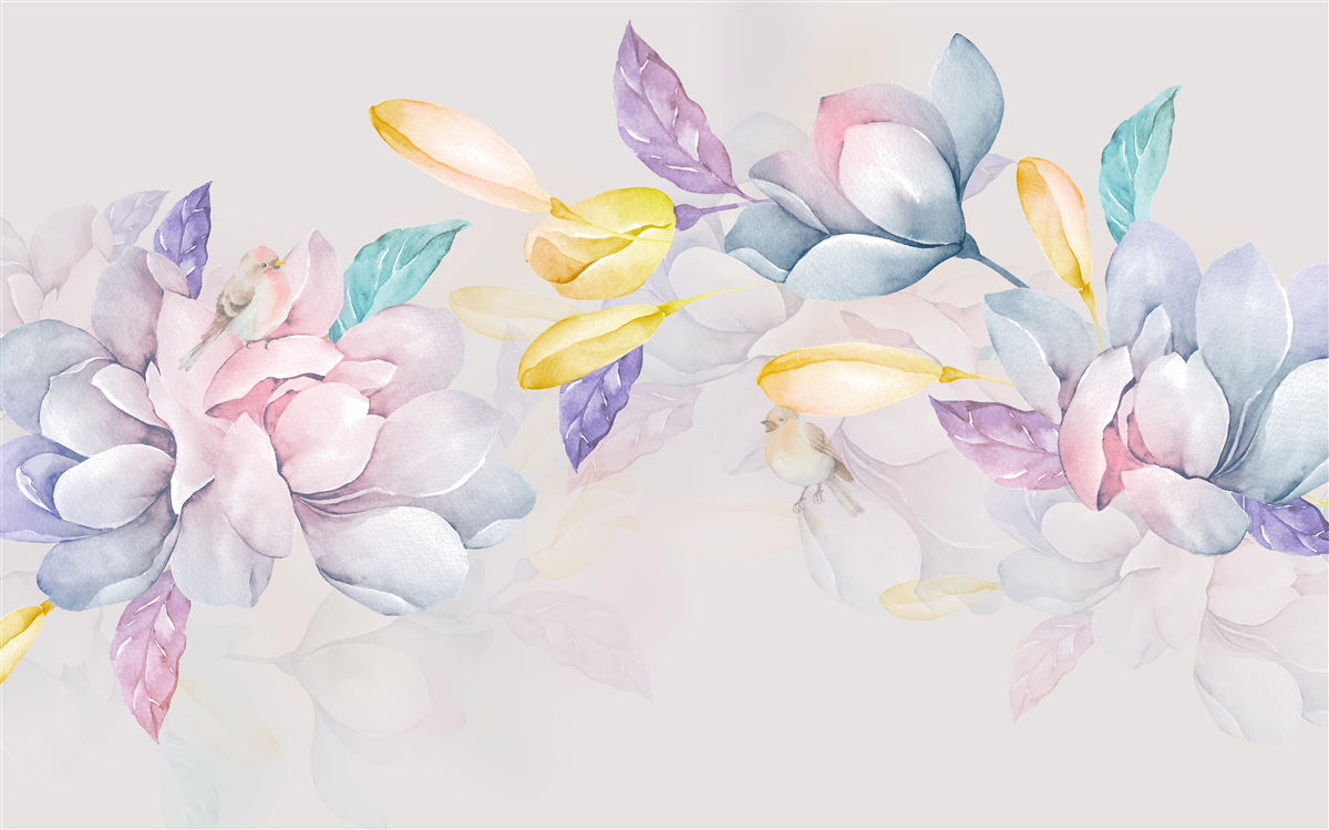 Fotobehang tak met helderrode bloemen