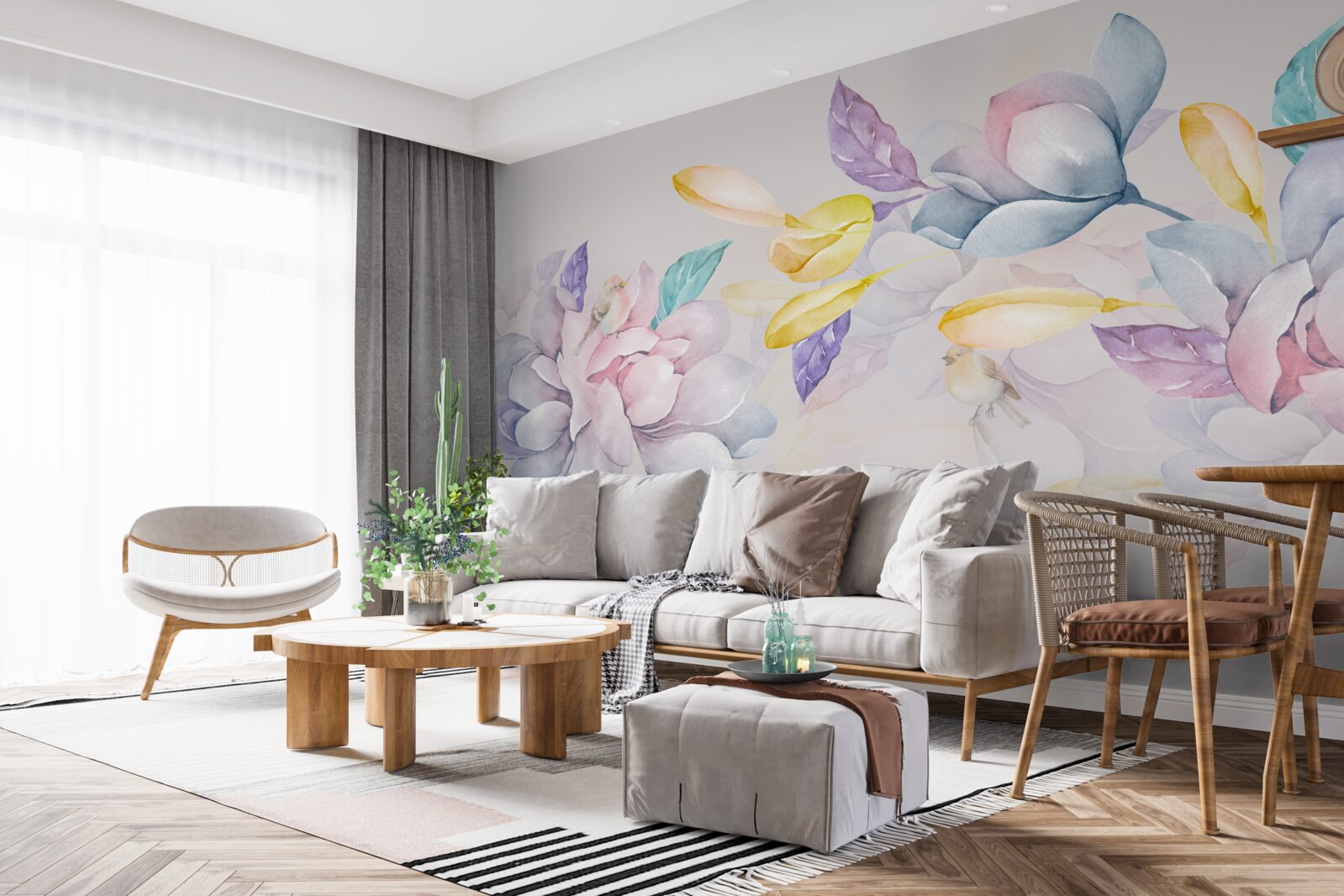 Fotobehang tak met helderrode bloemen