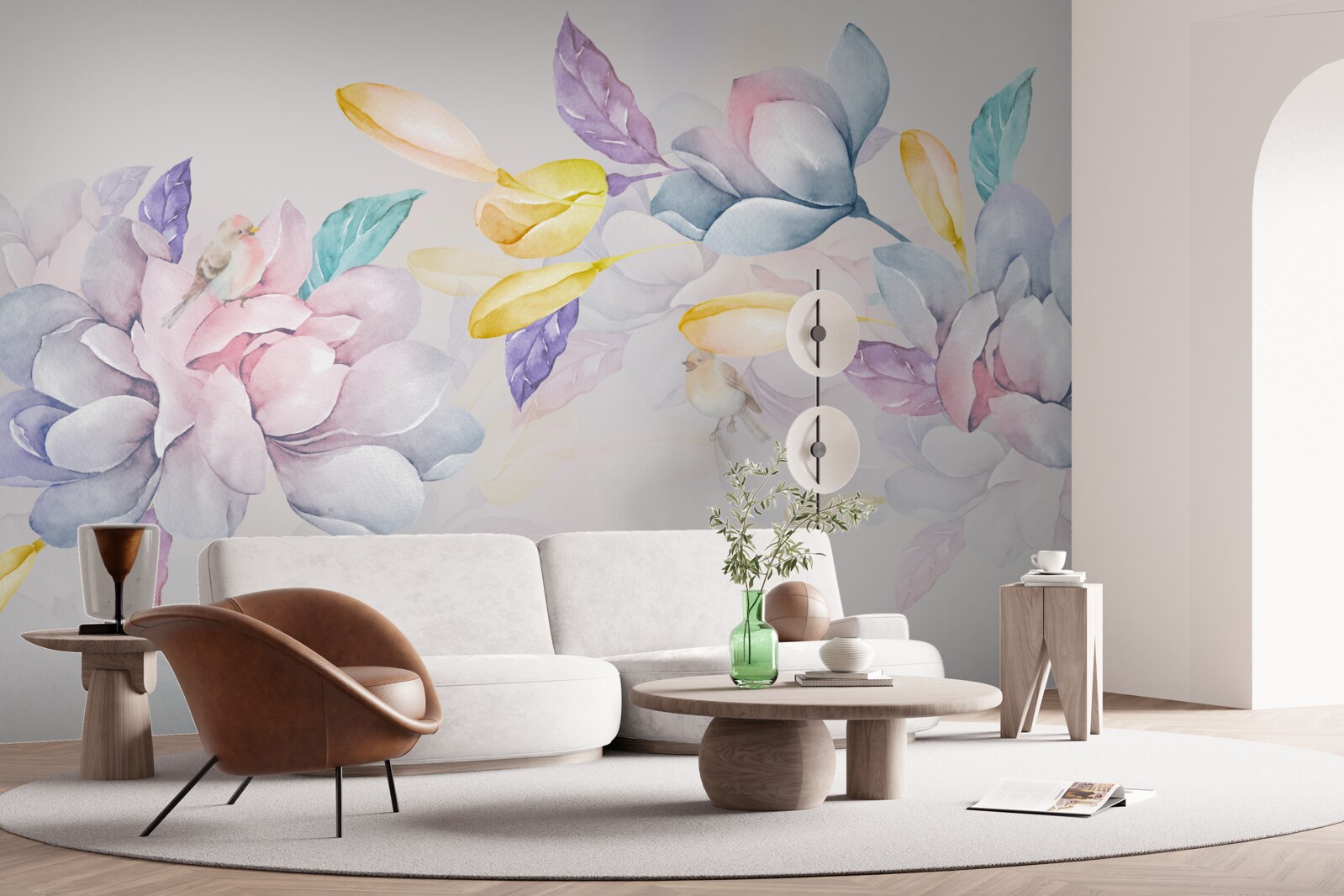 Fotobehang tak met helderrode bloemen