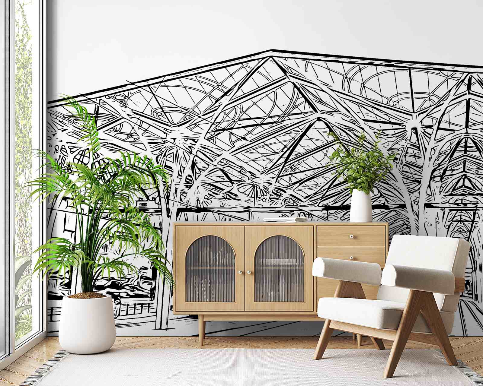 Fotobehang treinstation en treinen op de foto