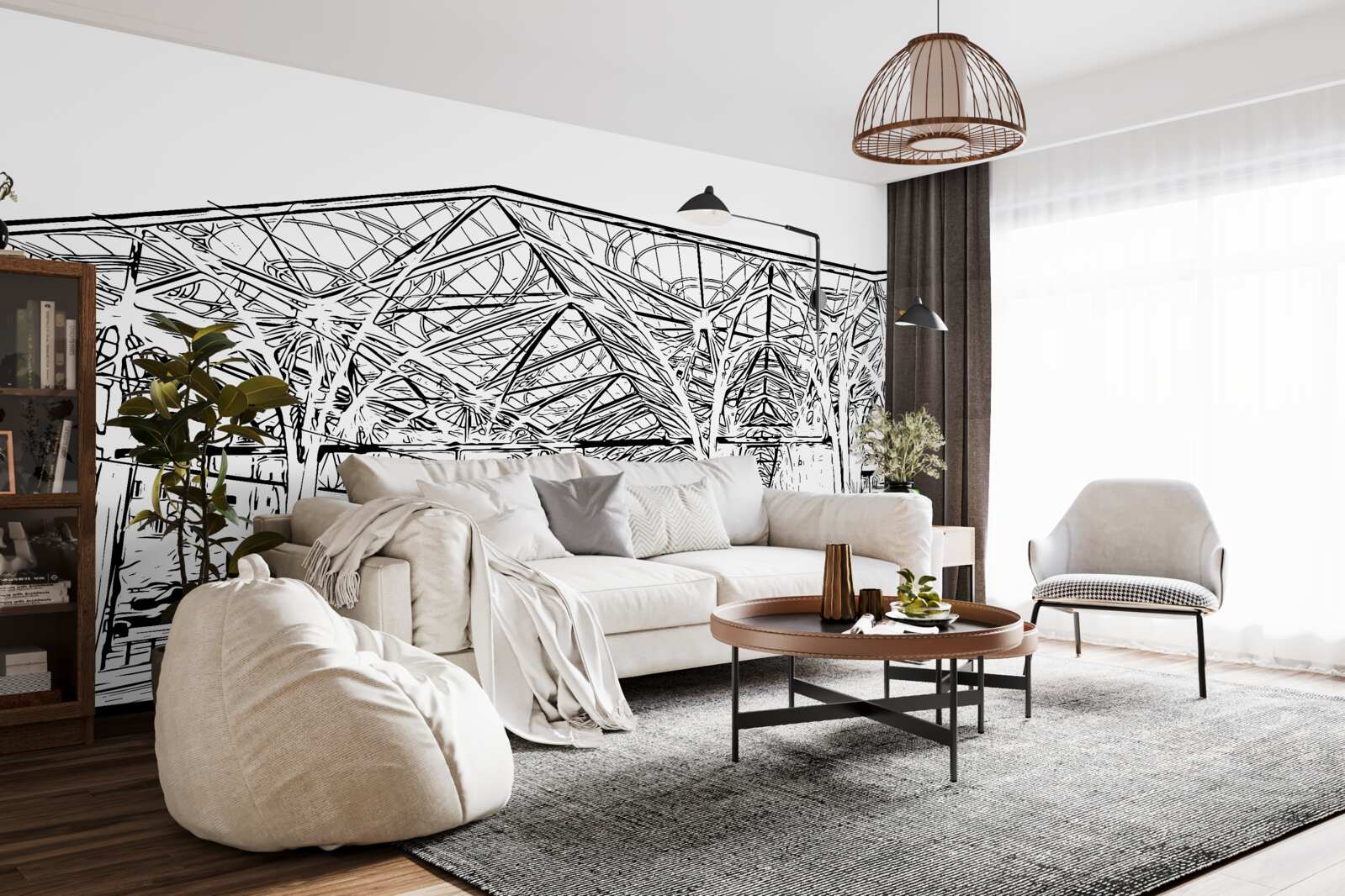 Fotobehang treinstation en treinen op de foto