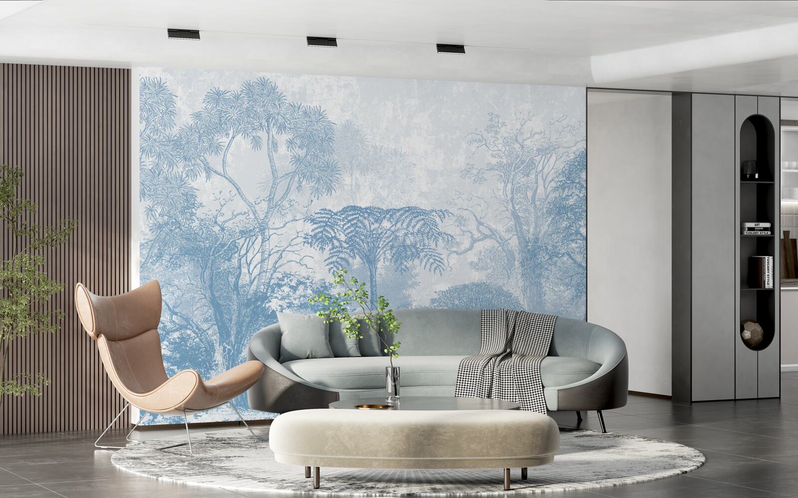 Fotobehang zwart-wit beeld van een boslandschap