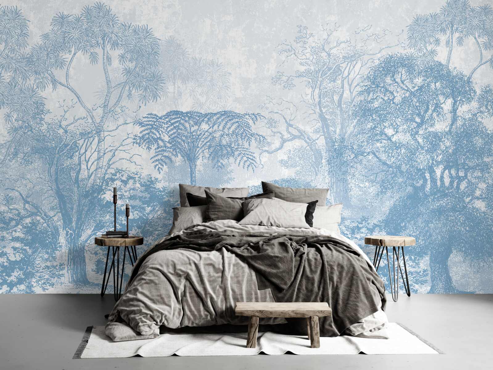 Fotobehang zwart-wit beeld van een boslandschap