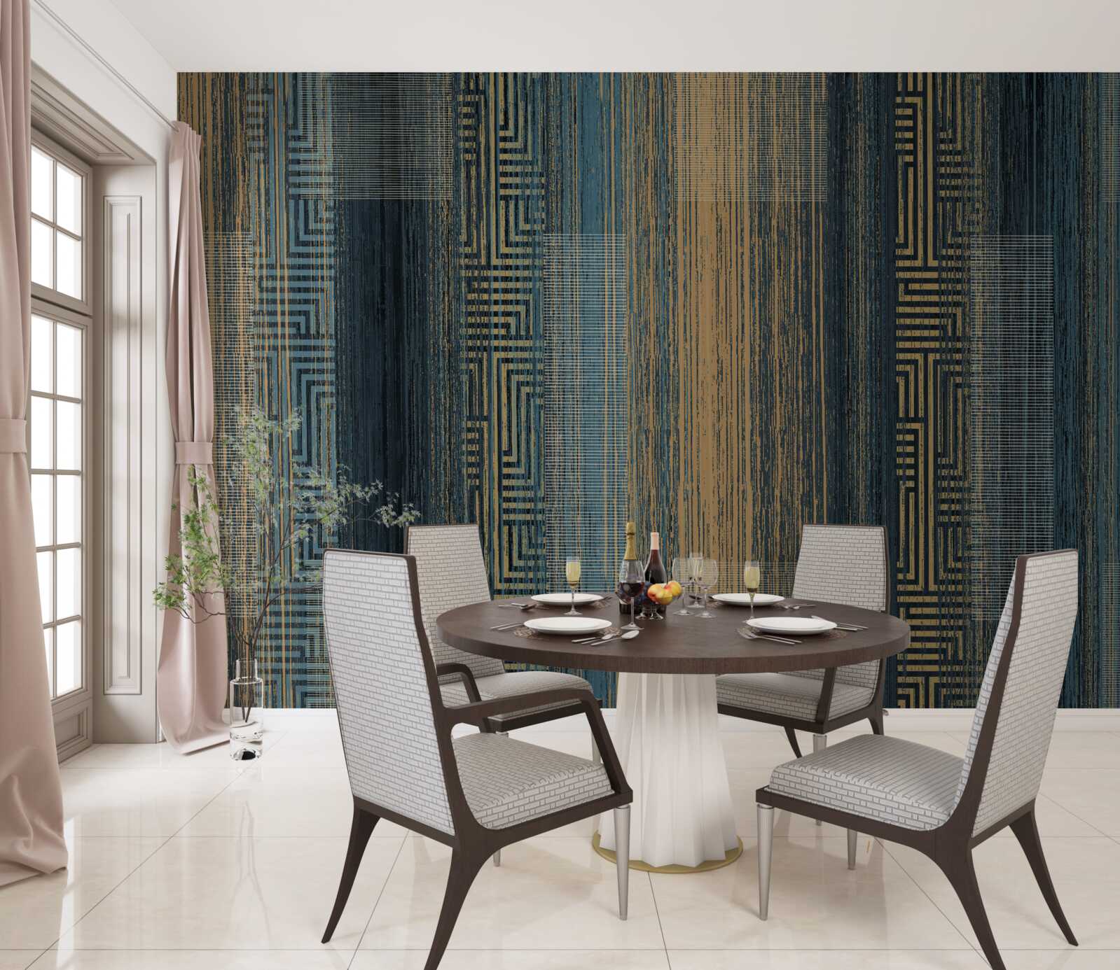 Fotobehang verticale donkere lijnen die hun transparantie hebben verloren