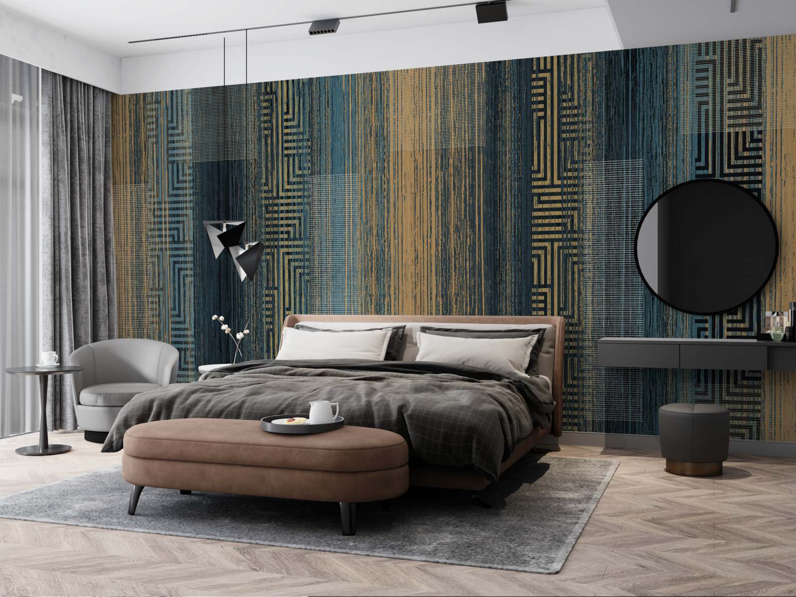 Fotobehang verticale donkere lijnen die hun transparantie hebben verloren