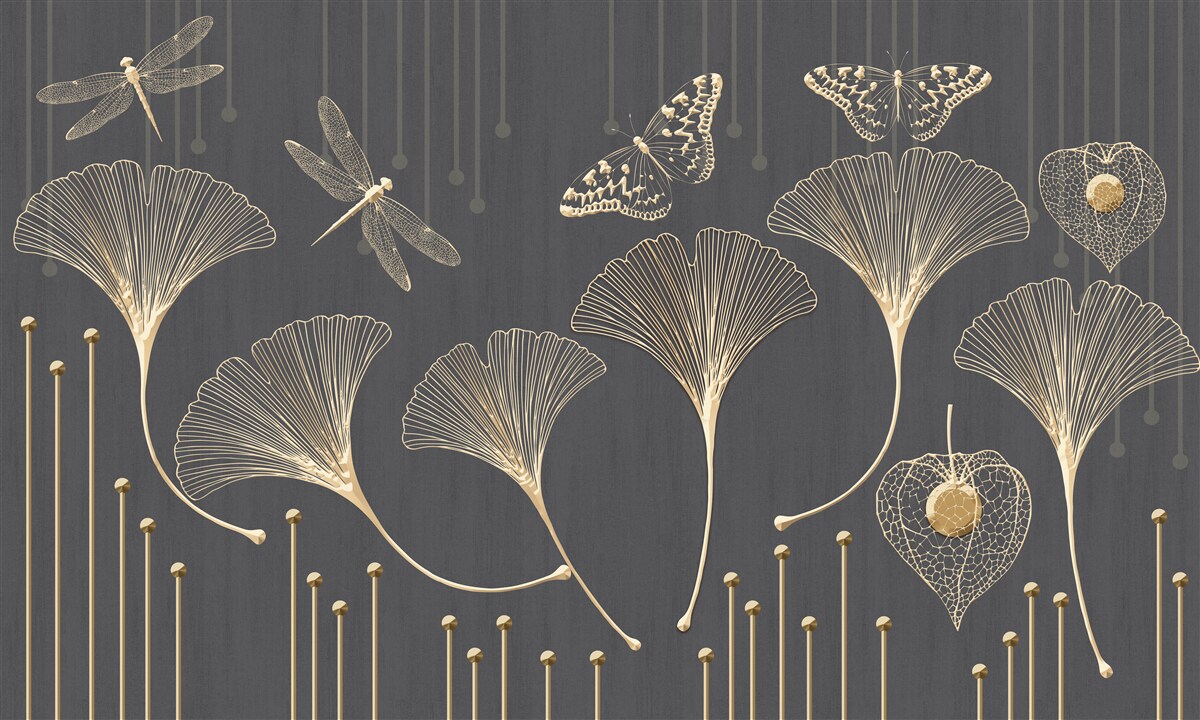 Fotobehang integendeel, verticale lijnen komen samen op een grijze achtergrond