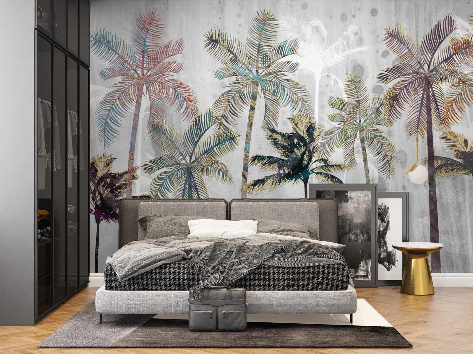 Fotobehang slagregen tussen de palmbomen