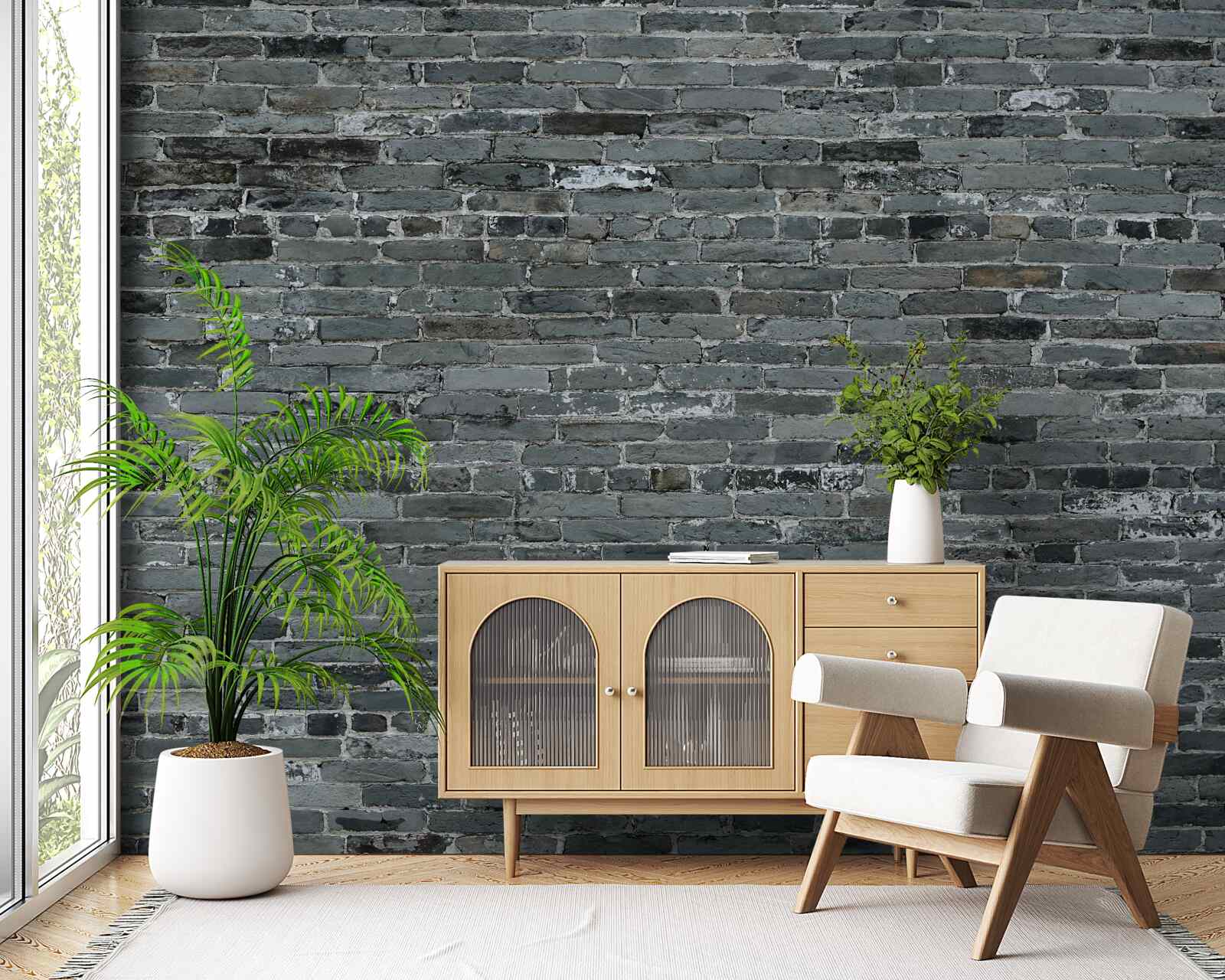 Fotobehang mat grijze baksteen