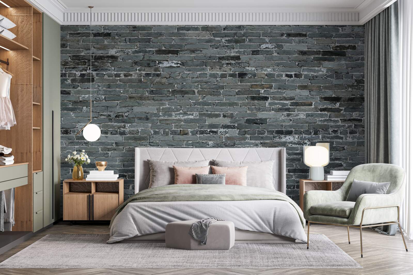 Fotobehang mat grijze baksteen