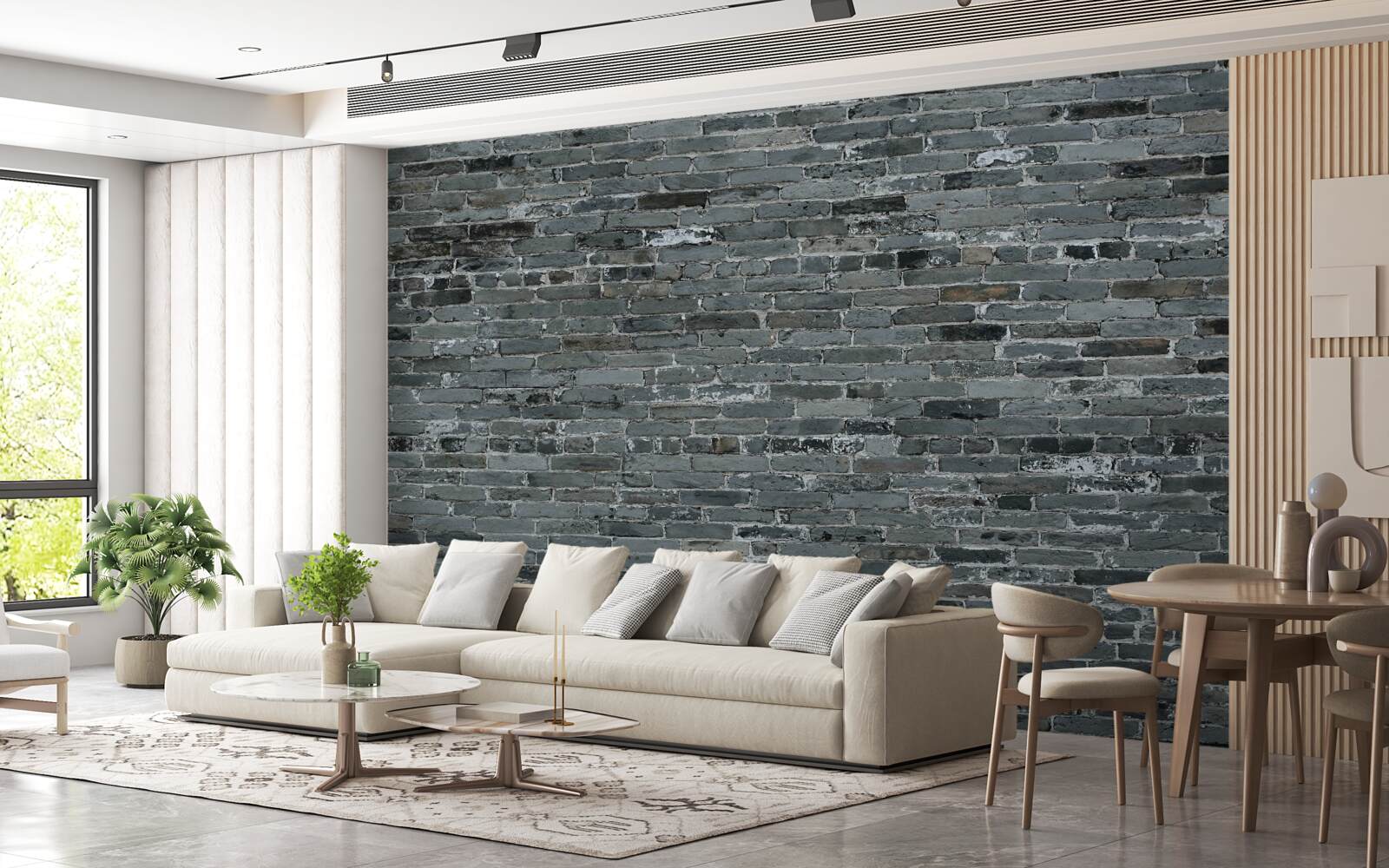 Fotobehang mat grijze baksteen