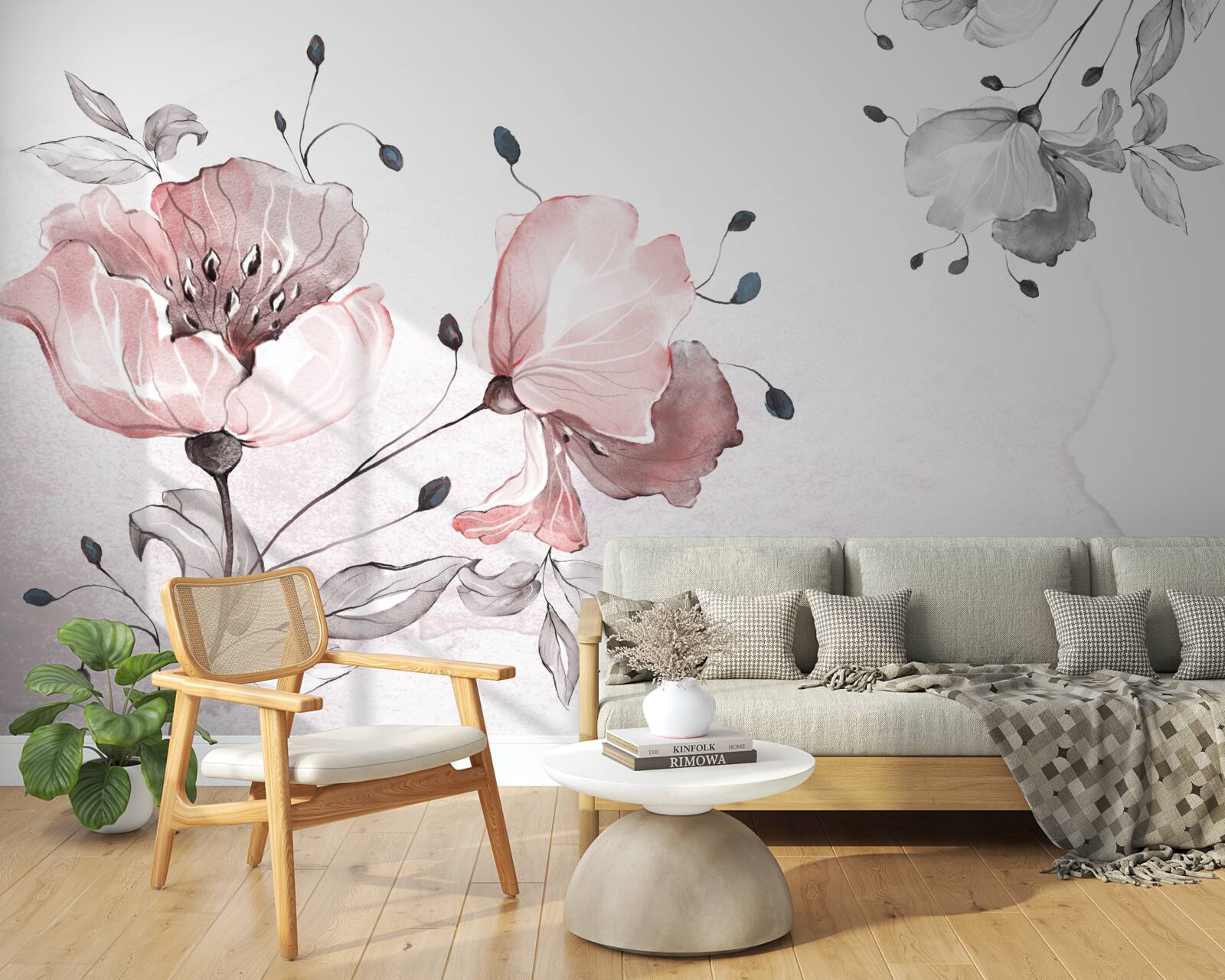 Fotobehang tere, sierlijke bloemen wiegen in de wind