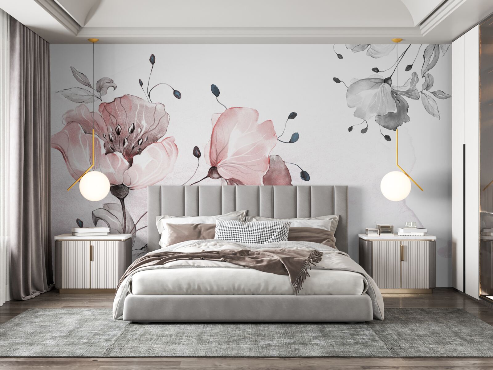 Fotobehang tere, sierlijke bloemen wiegen in de wind