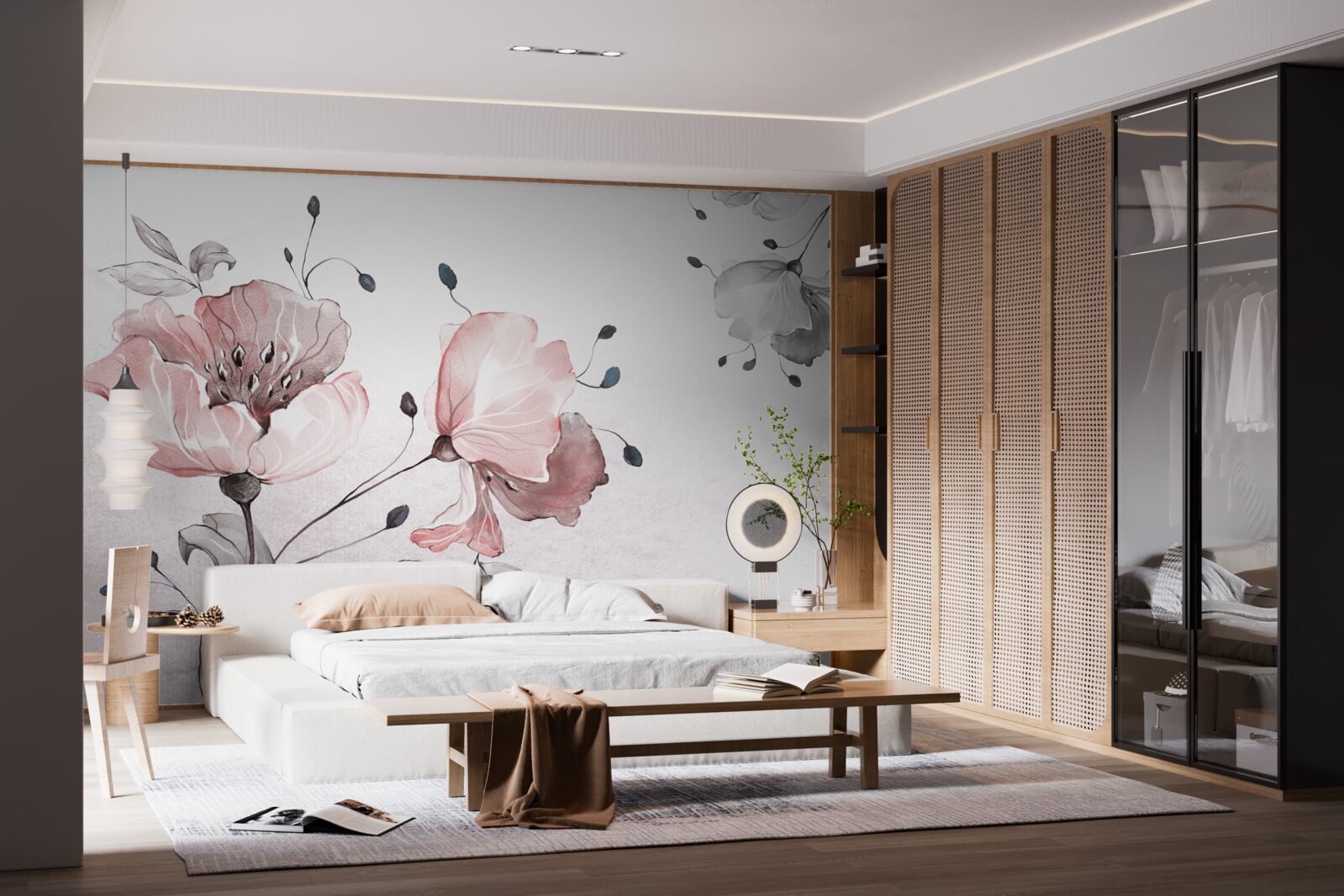 Fotobehang tere, sierlijke bloemen wiegen in de wind