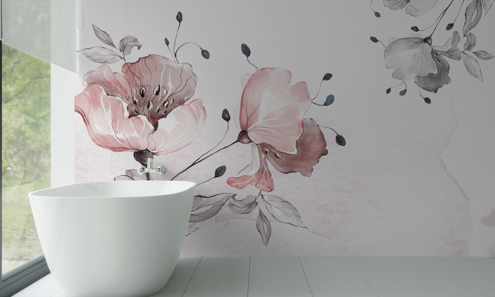 Fotobehang tere, sierlijke bloemen wiegen in de wind