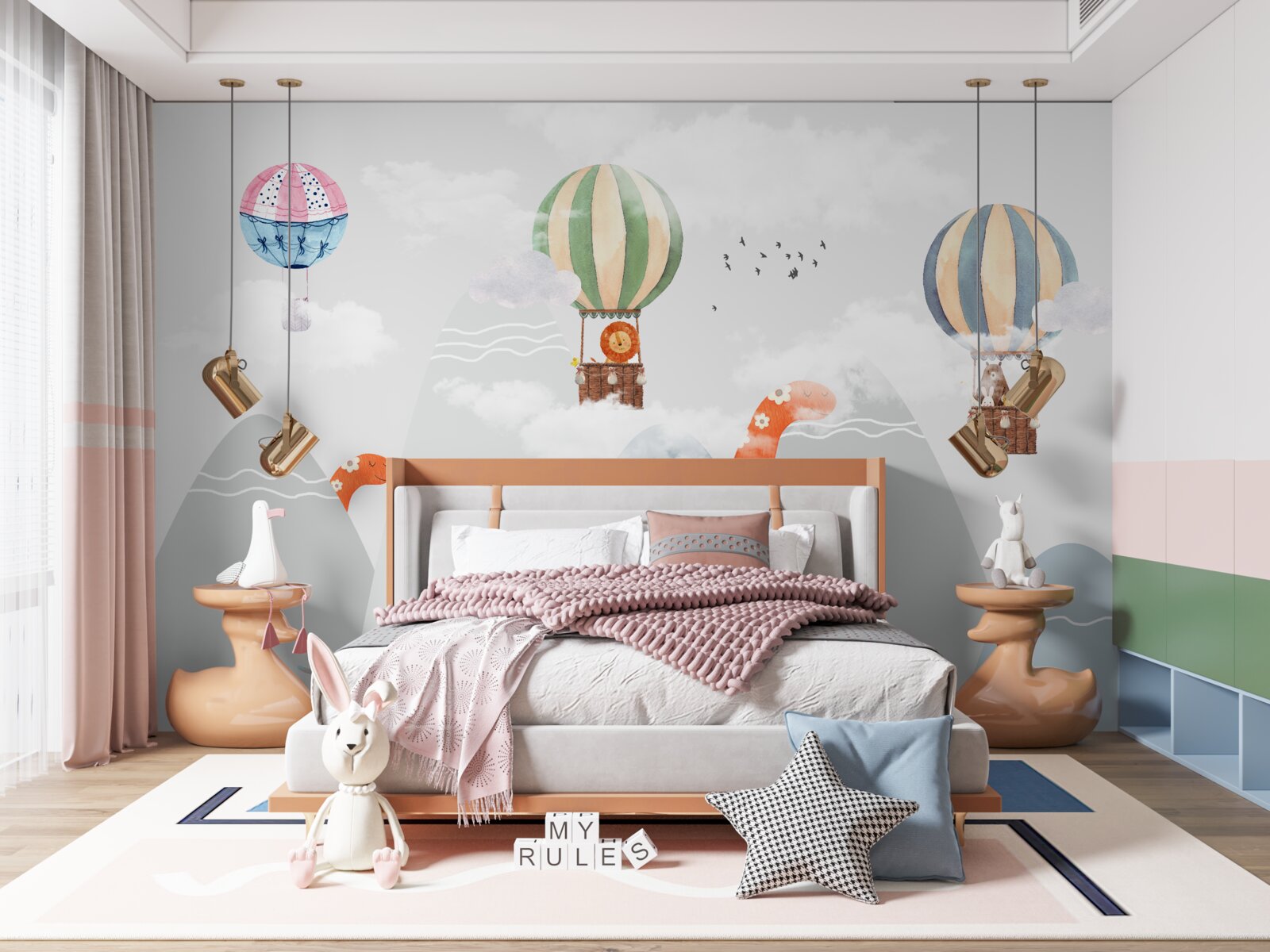 Fotobehang dinosaurussen dwalen tussen de bergen