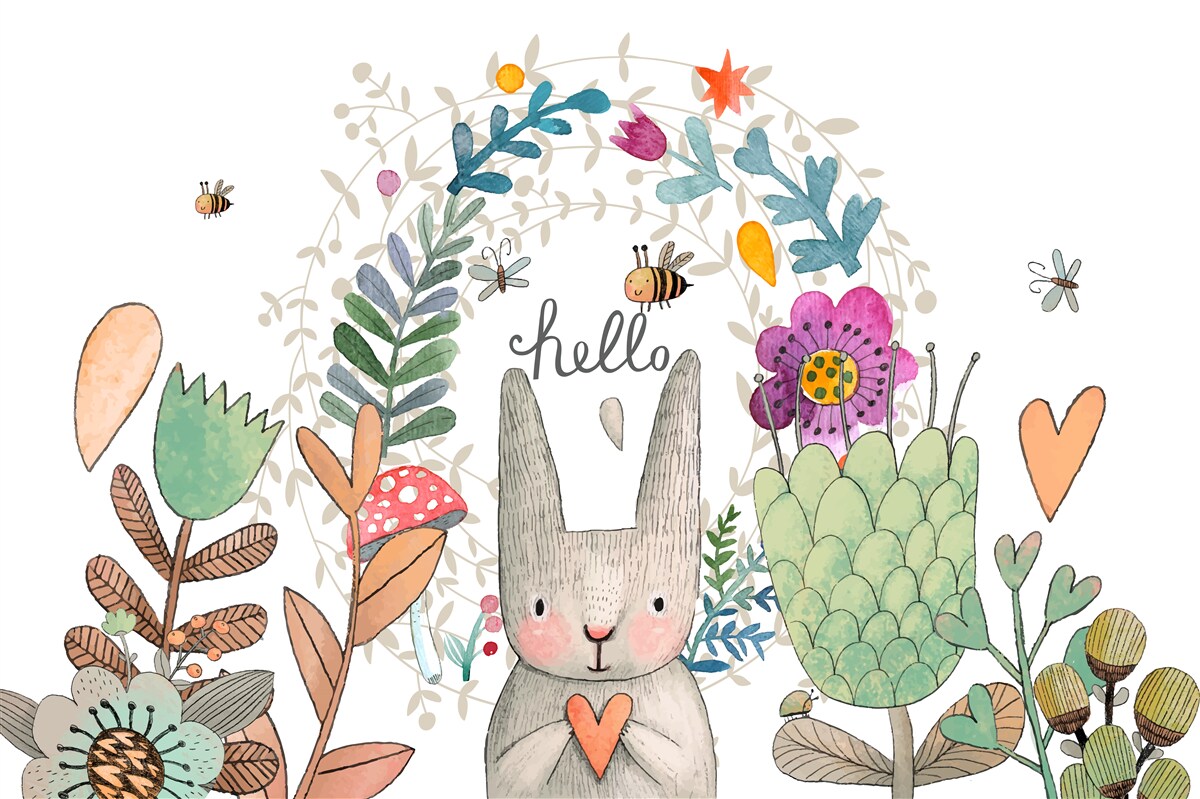 Fotobehang afgebeelde planten en dieren