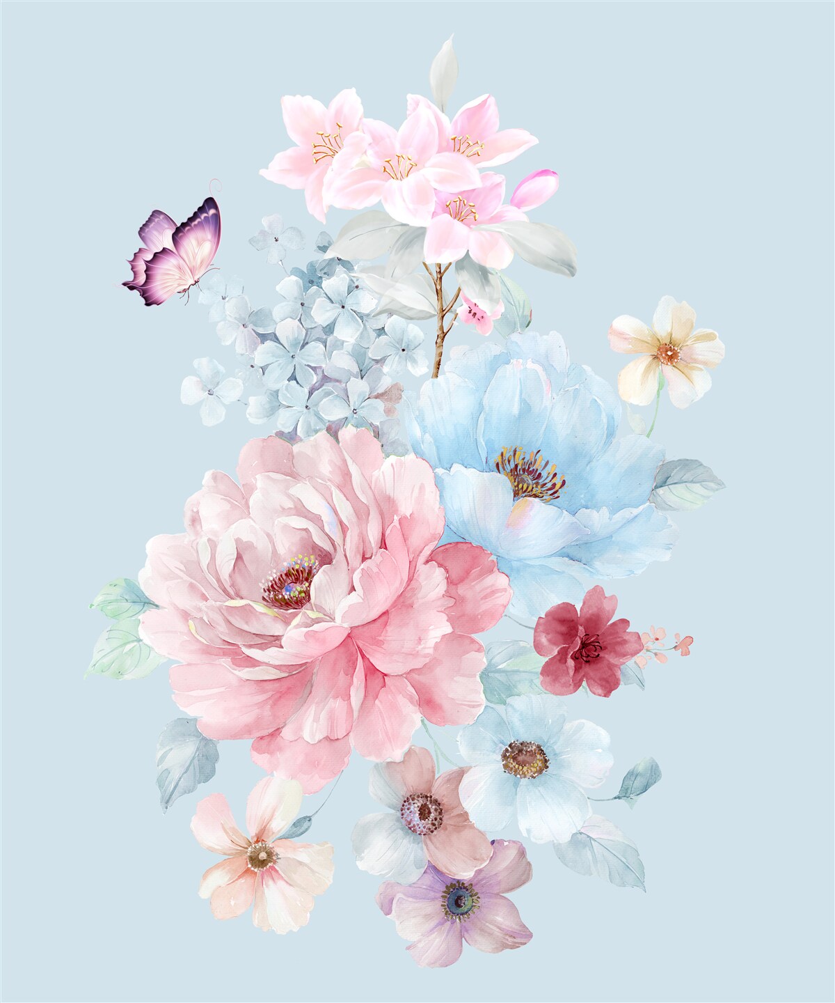 Fotobehang charmante guirlande van zomerbloemen