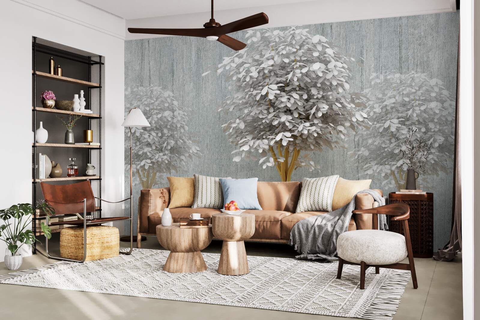 Fotobehang bloeiende bomen van sneeuwwitte slankheid