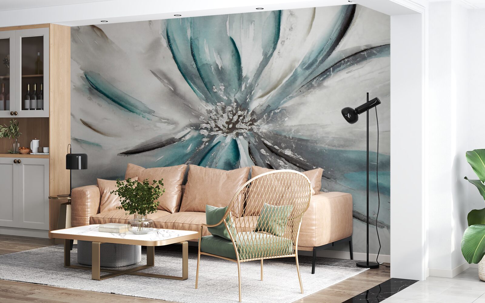 Fotobehang delicate bloemblaadjes van open knop