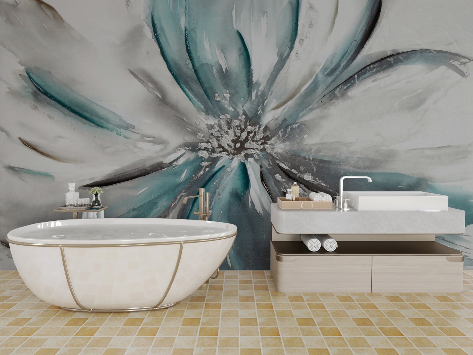 Fotobehang delicate bloemblaadjes van open knop