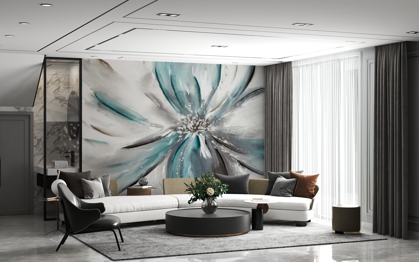 Fotobehang delicate bloemblaadjes van open knop