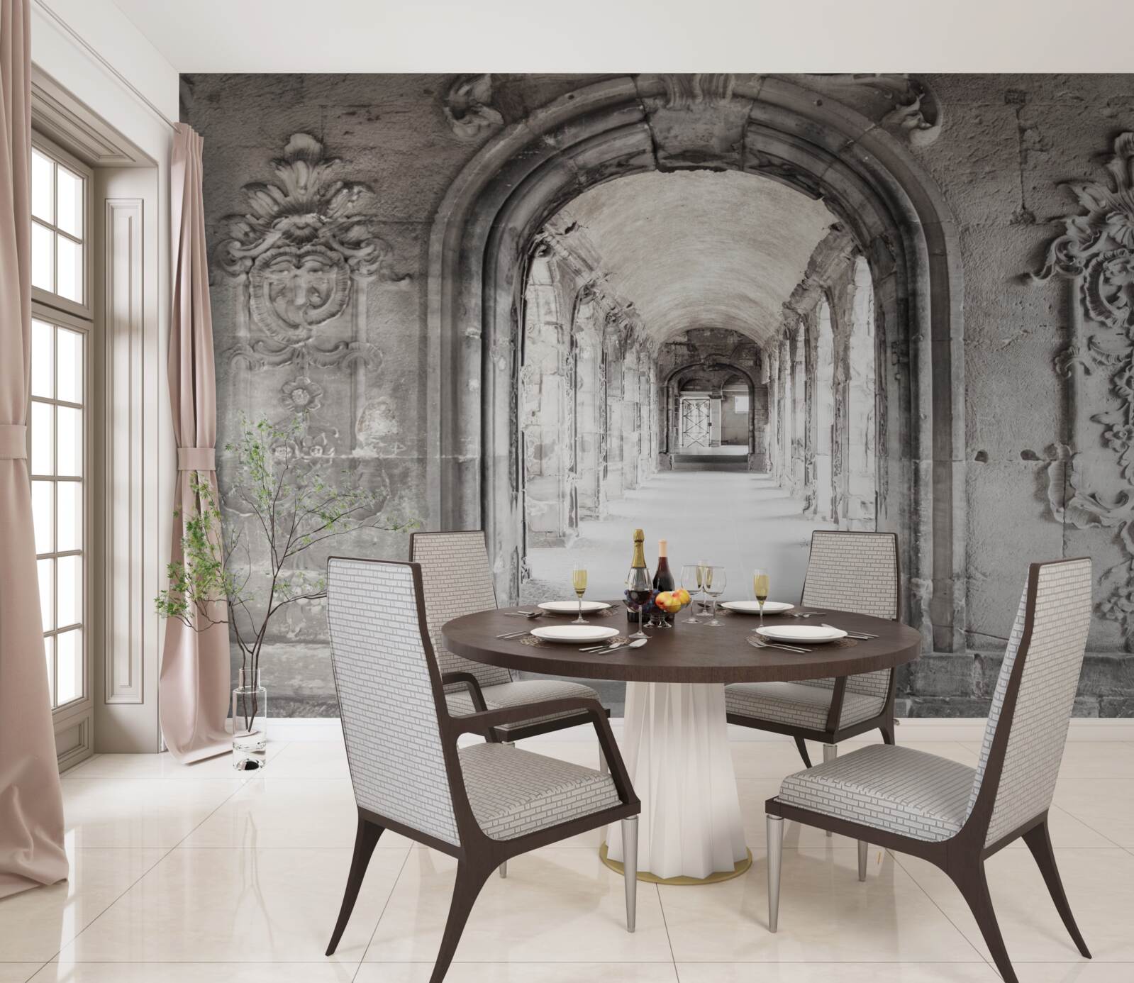 Fotobehang eindeloze gladde gewelfde steenformaties