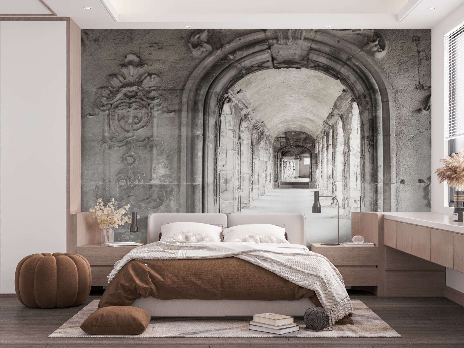 Fotobehang eindeloze gladde gewelfde steenformaties