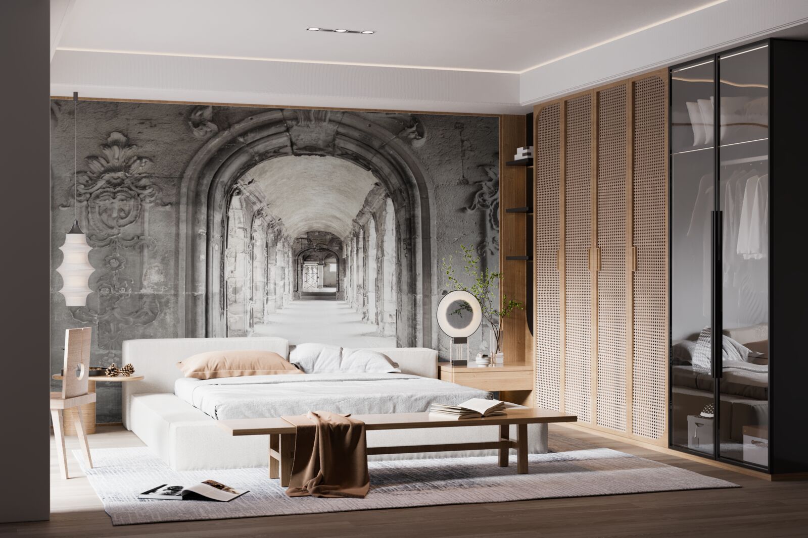 Fotobehang eindeloze gladde gewelfde steenformaties