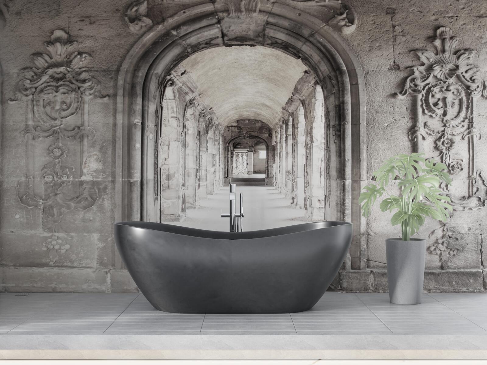 Fotobehang eindeloze gladde gewelfde steenformaties