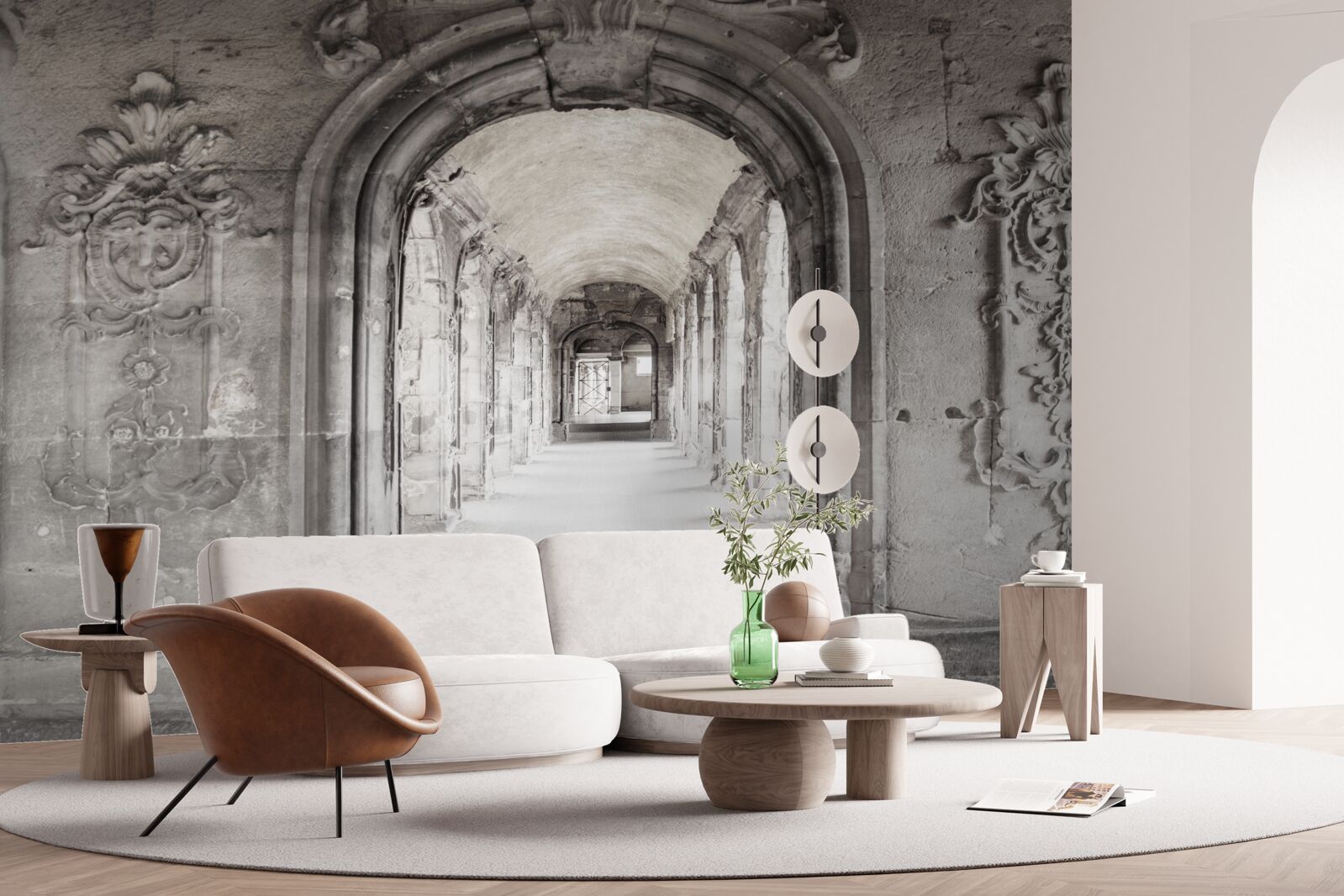 Fotobehang eindeloze gladde gewelfde steenformaties