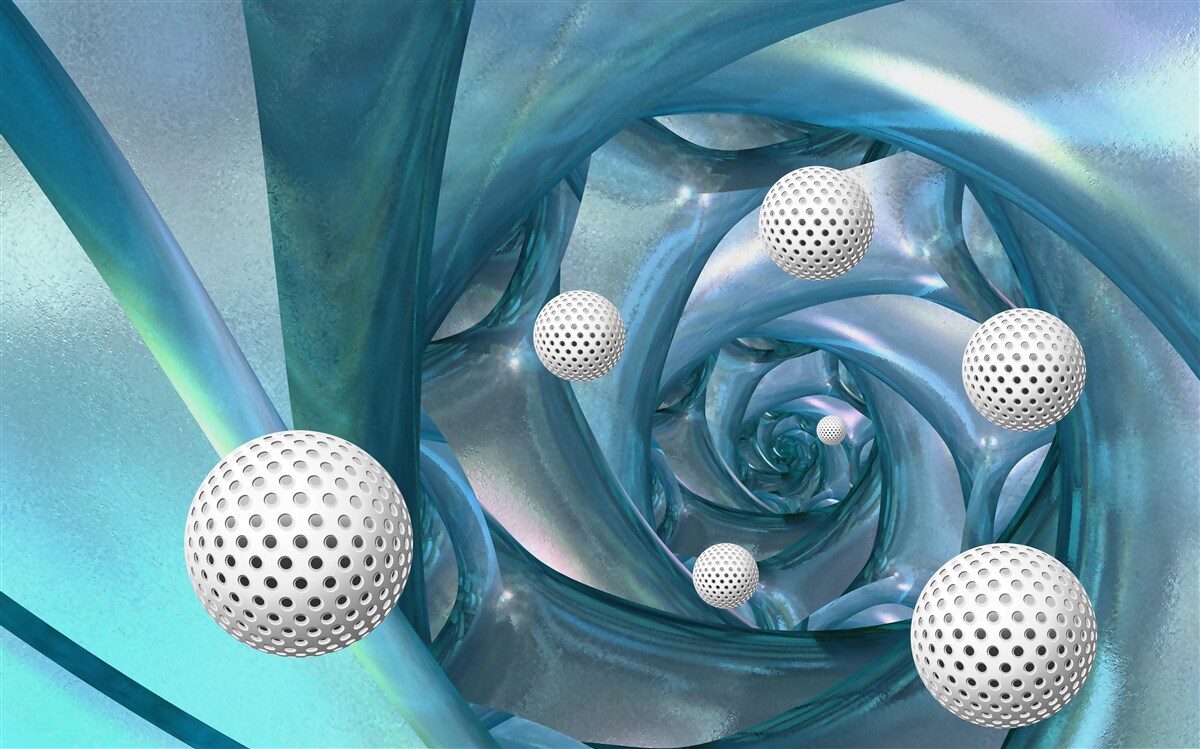 Fotobehang bij afwezigheid van zwaartekracht zijn de ballen wit