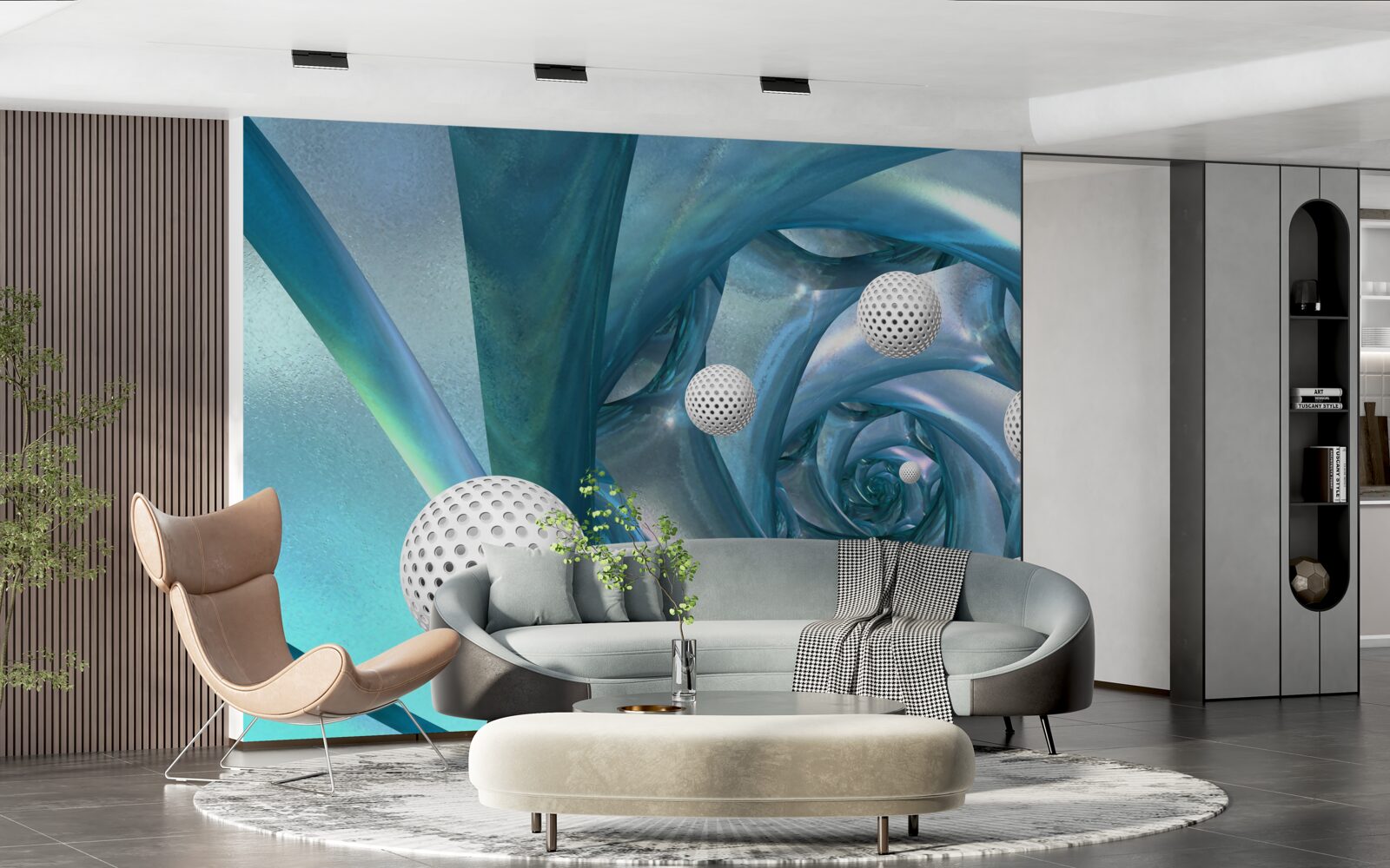 Fotobehang bij afwezigheid van zwaartekracht zijn de ballen wit