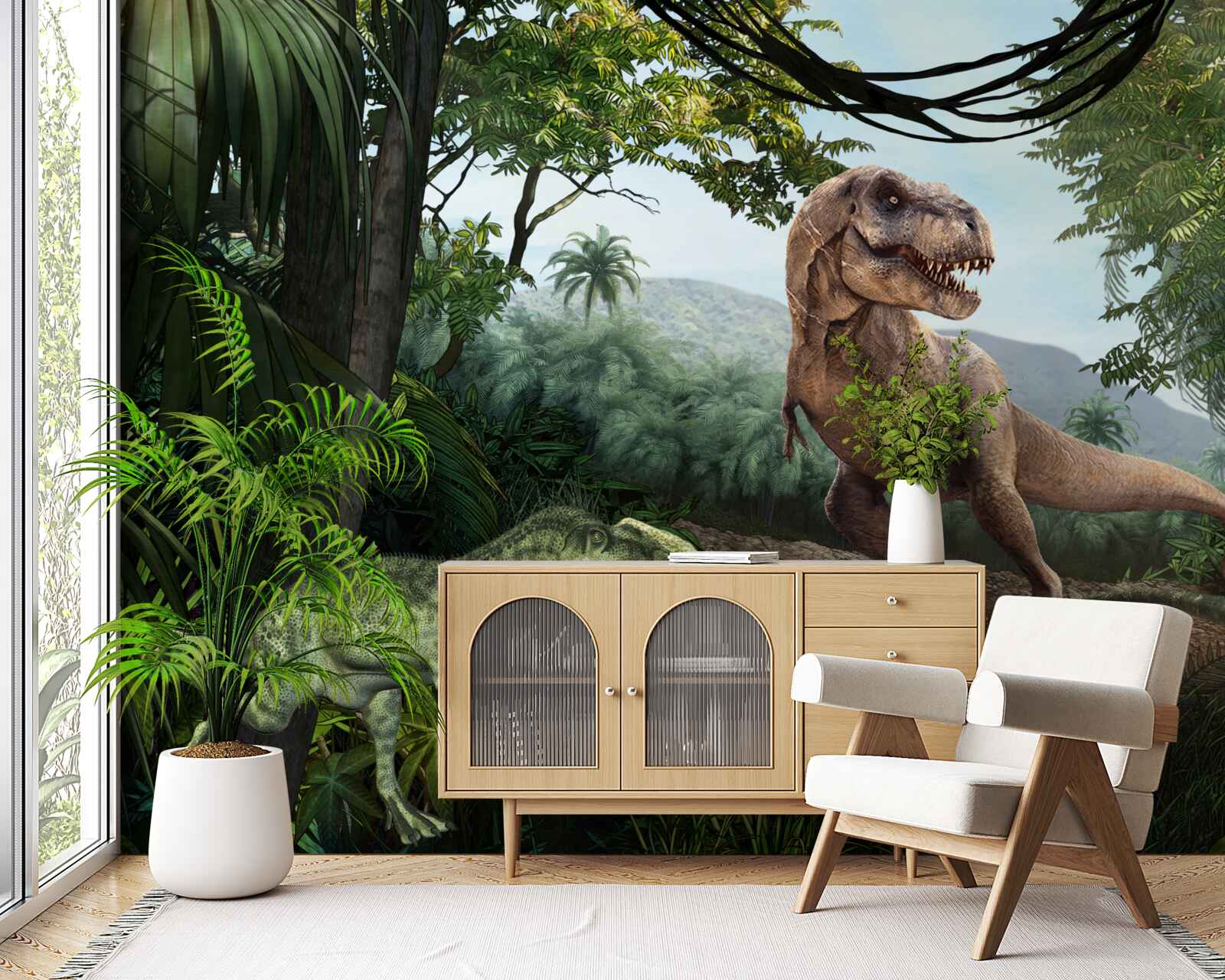 Fotobehang de periode van de dinosauriërs in de tropen