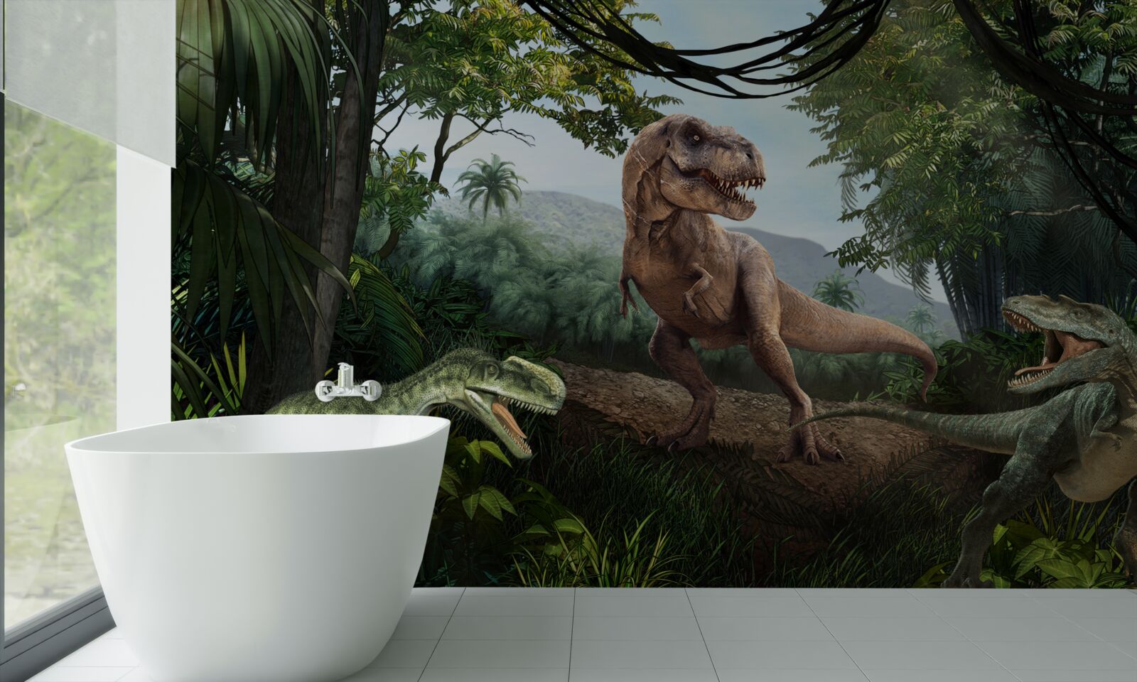 Fotobehang de periode van de dinosauriërs in de tropen