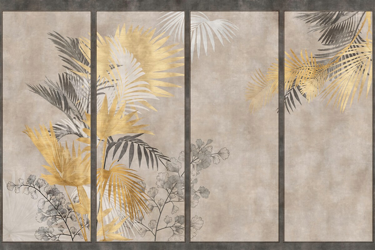 Fotobehang abstracte weergave van een tropisch bos in een modulair formaat