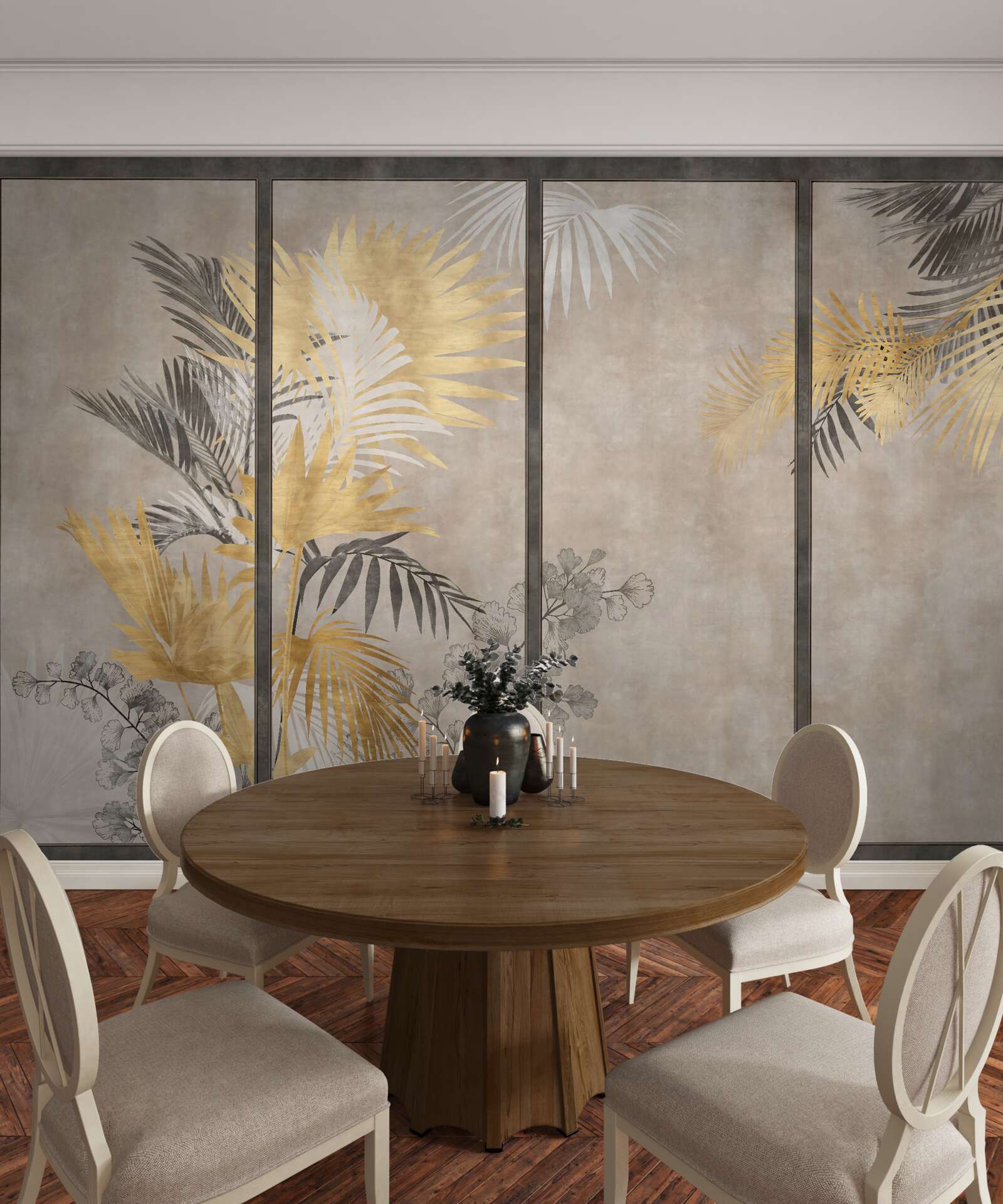 Fotobehang abstracte weergave van een tropisch bos in een modulair formaat