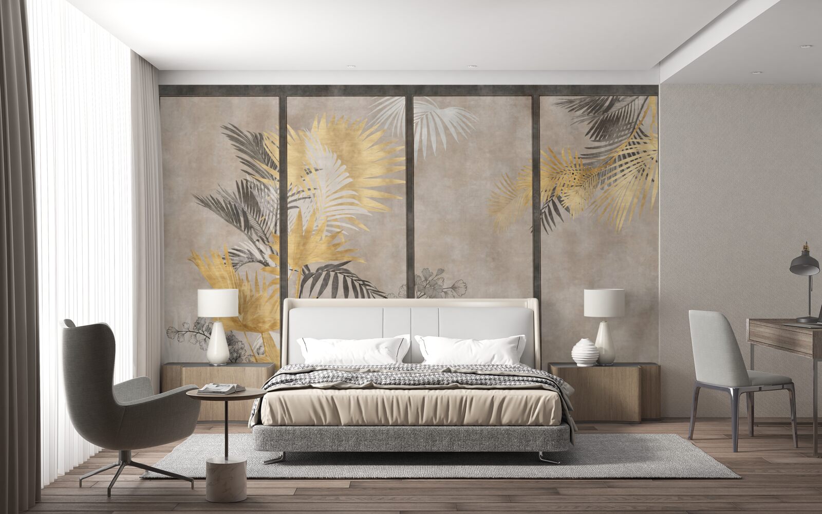 Fotobehang abstracte weergave van een tropisch bos in een modulair formaat