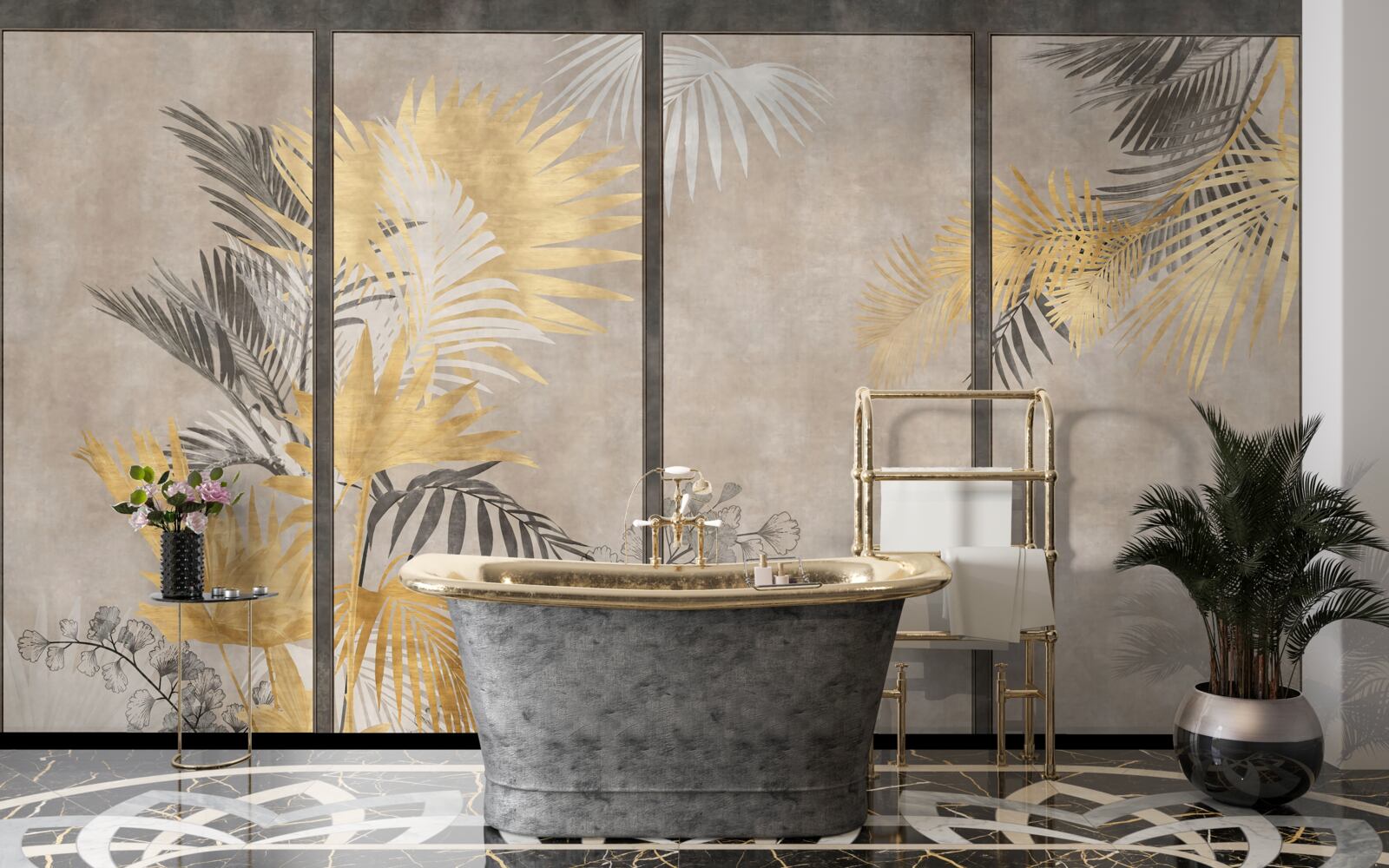 Fotobehang abstracte weergave van een tropisch bos in een modulair formaat