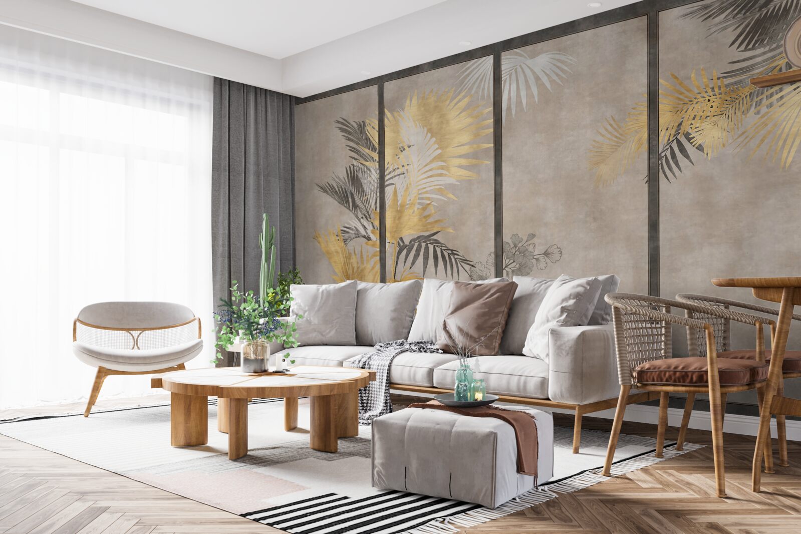 Fotobehang abstracte weergave van een tropisch bos in een modulair formaat