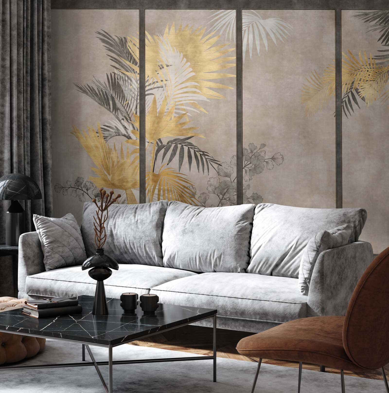 Fotobehang abstracte weergave van een tropisch bos in een modulair formaat