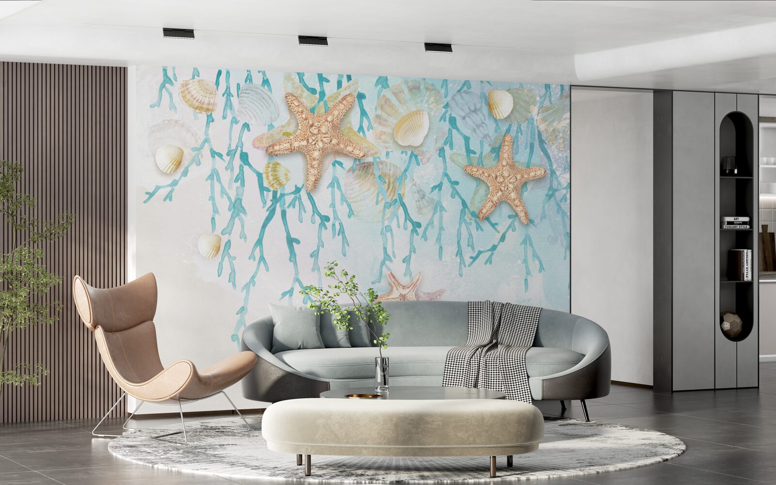 Fotobehang sterrenhemel en zeekust