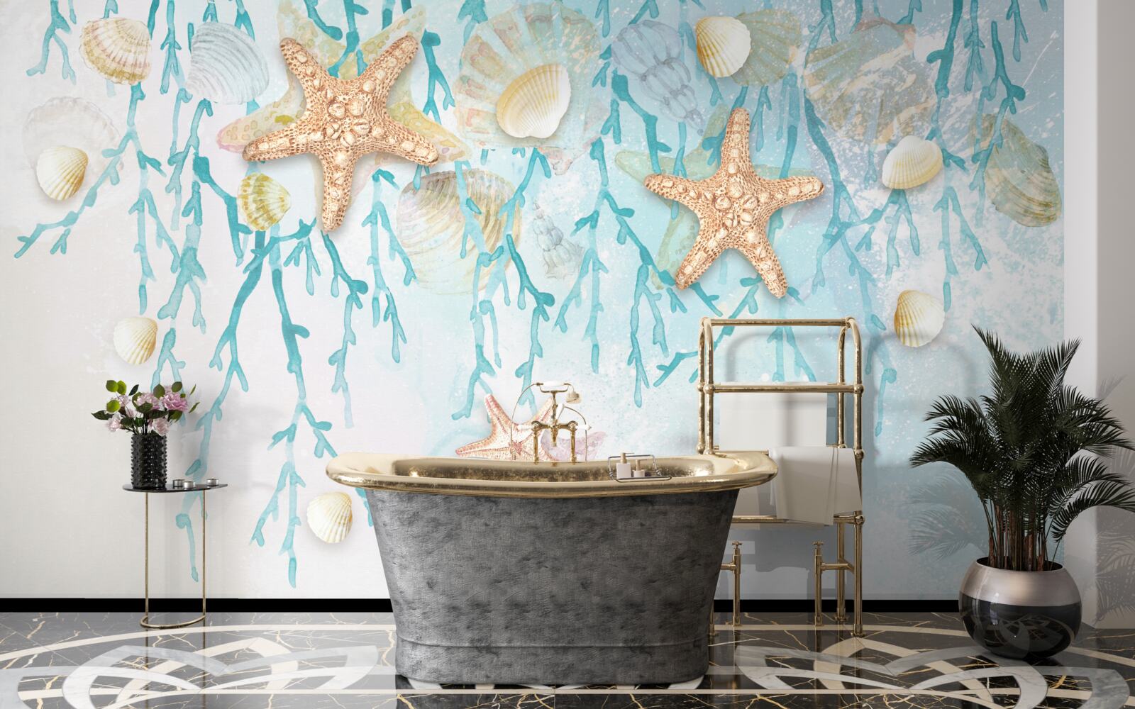 Fotobehang sterrenhemel en zeekust