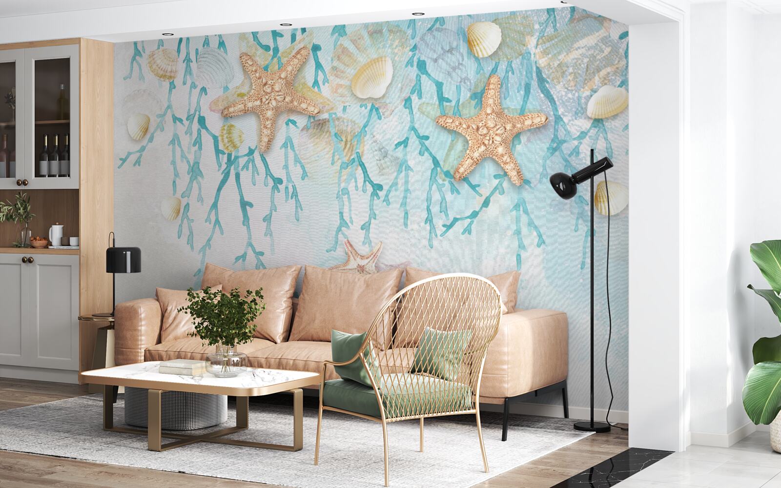 Fotobehang sterrenhemel en zeekust