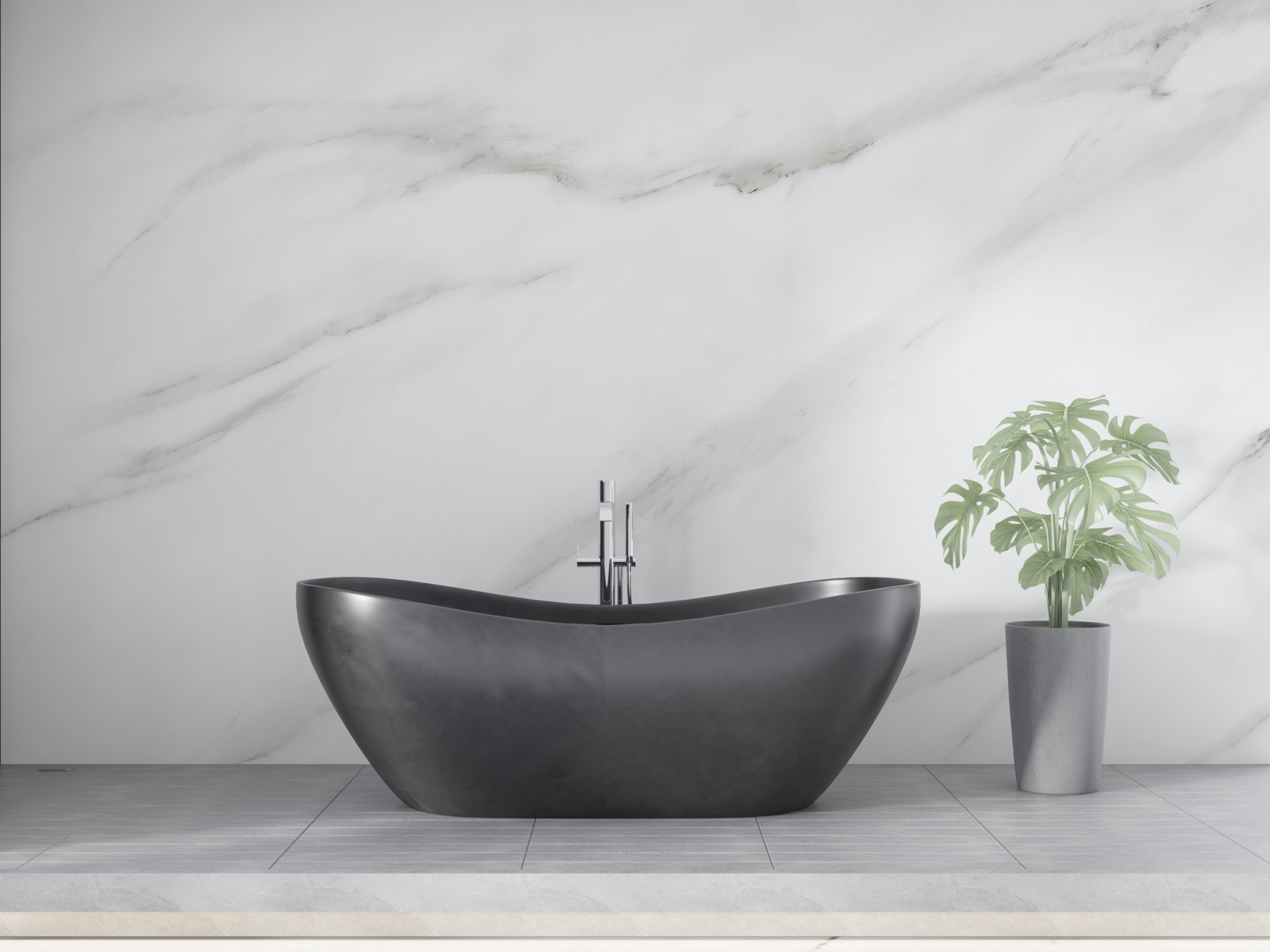 Fotobehang Sneeuwwit marmer met grijze golfpatronen