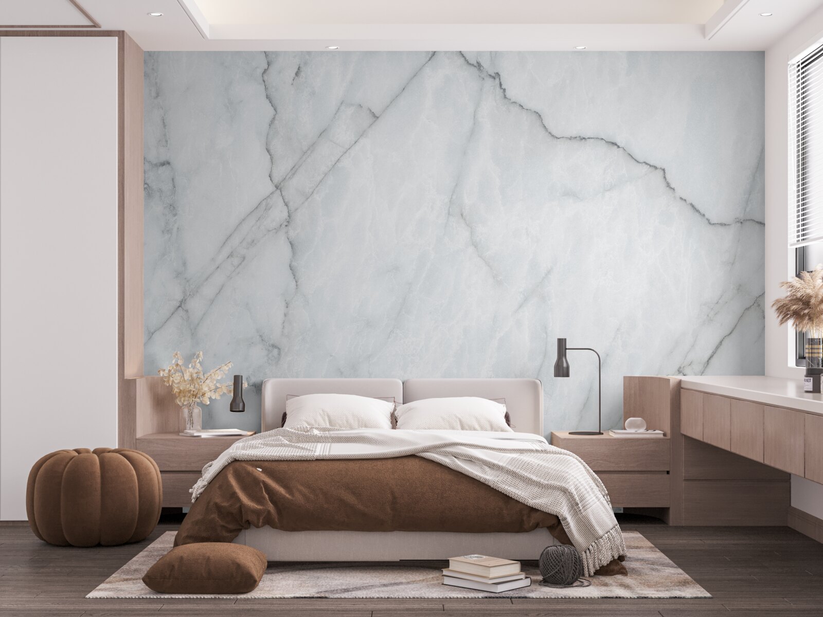 Fotobehang grijs marmer met zwarte inzetstukken